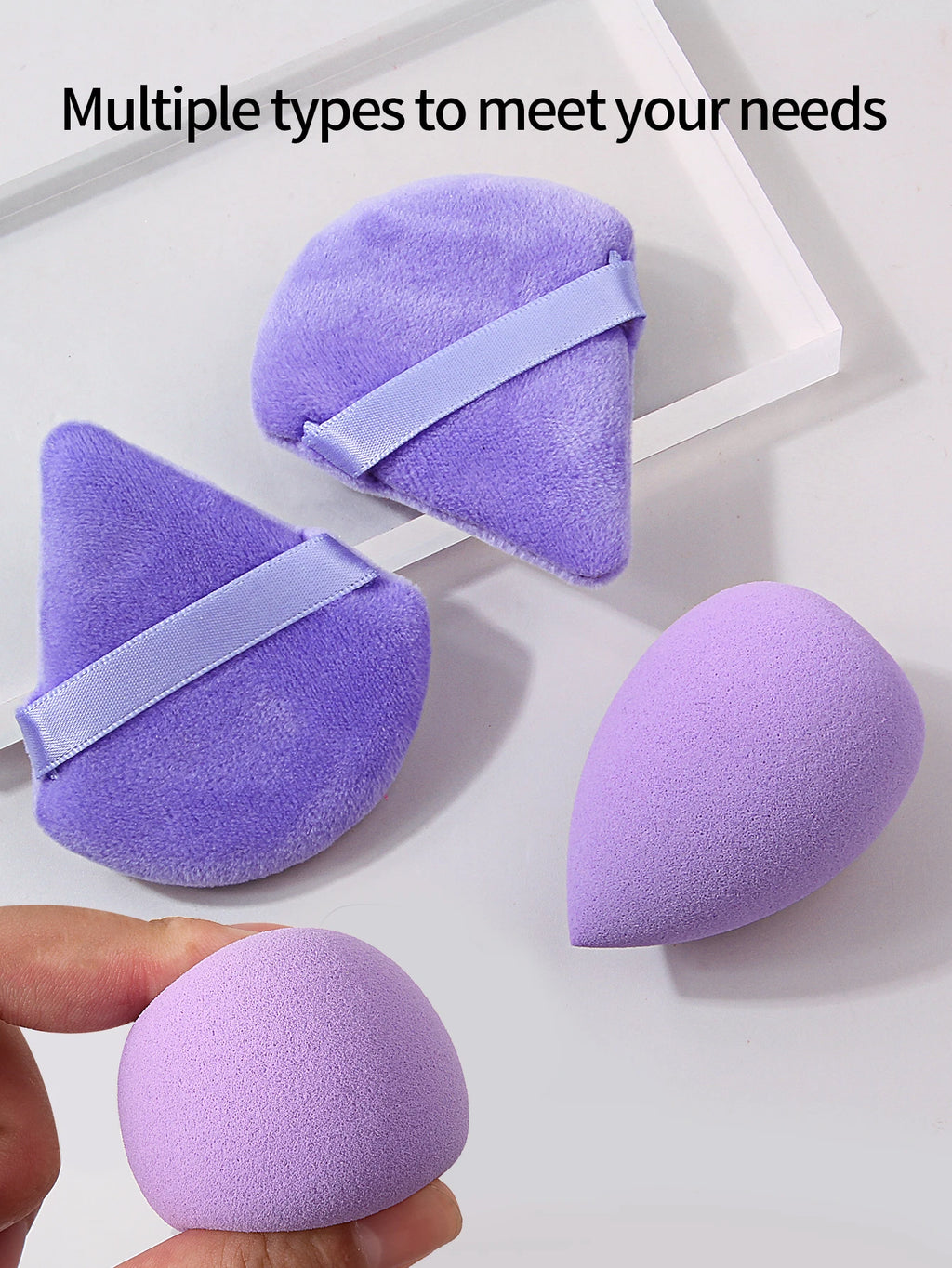 10-Pc Purple Makeup Brush Set with Sponge & Powder Puff Makeup Brush Set QXL