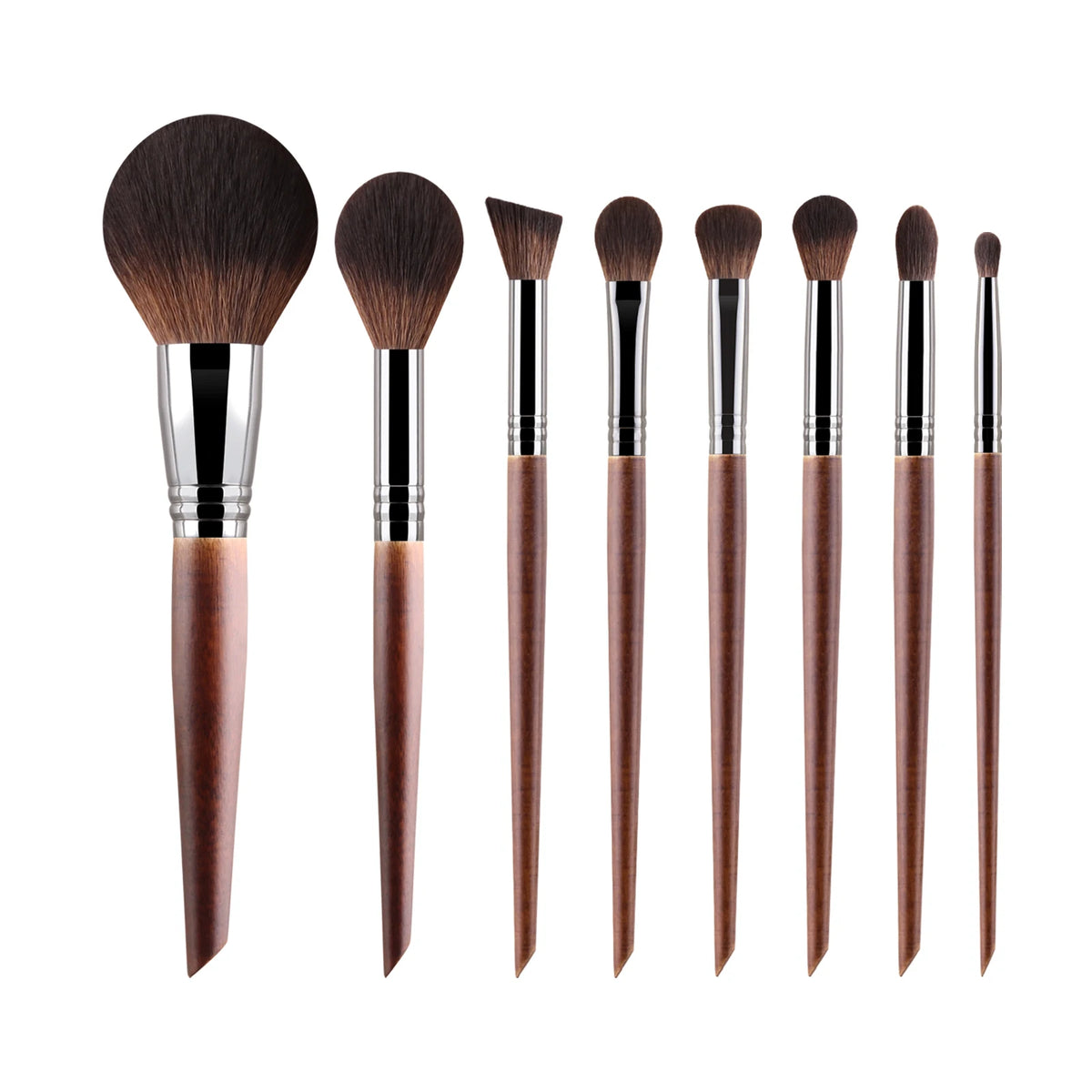 Ronshadow 8-Pc Makeup Brush Set | Wood Handle & Nylon Makeup Brush Set QXL Red Wood Color