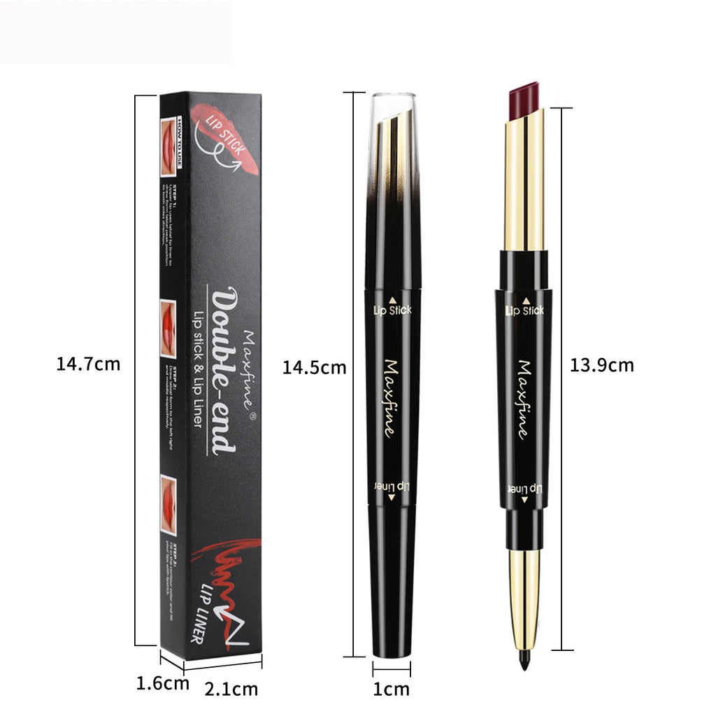MAXFINE 2-in-1 Matte Lipstick & Lip Liner | Long-Lasting Matte Lipstick Set QXL