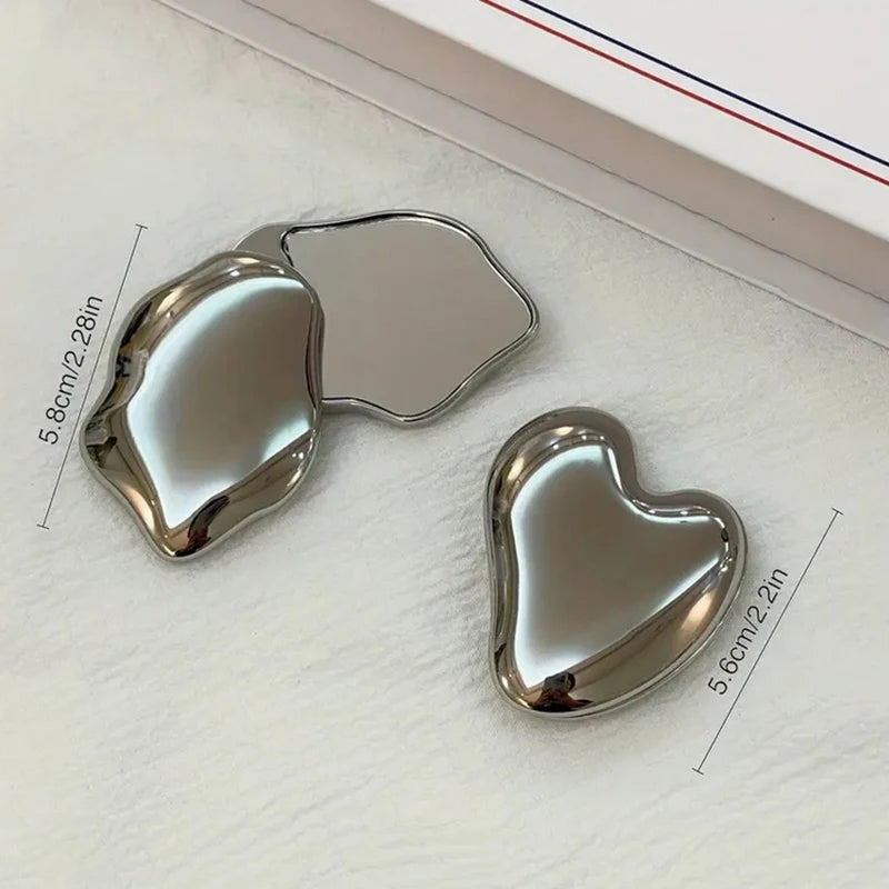 Heart Shape Portable Makeup Mirror | Handheld Cosmetic Mirror Handheld Makeup Mirror QXL