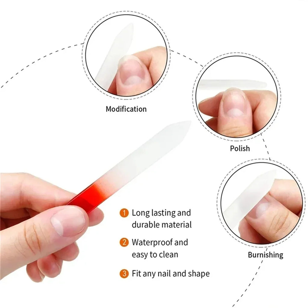 Crystal Glass Nail File | Double-Sided Gradient Manicure Tool Glass Nail File QXL