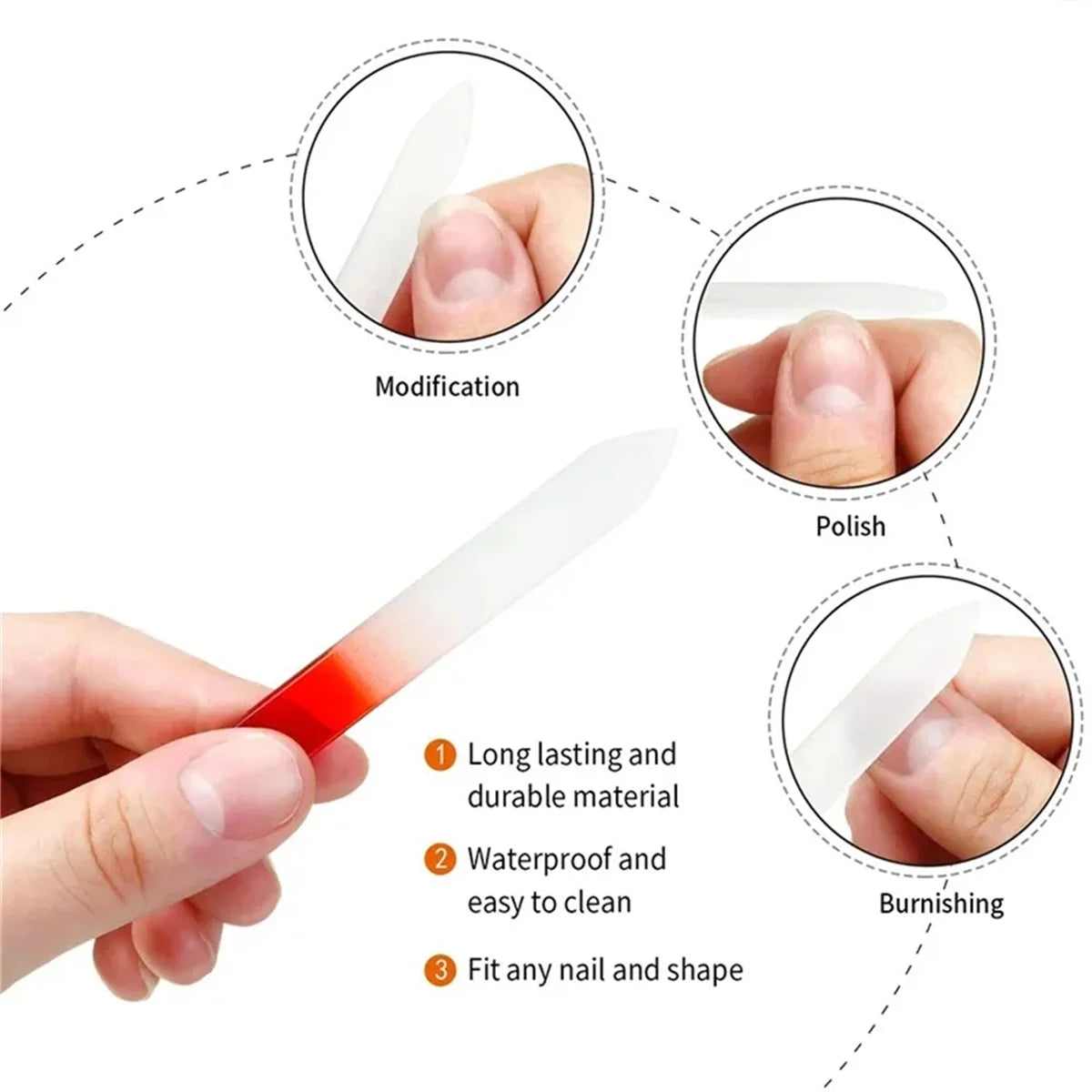 Crystal Glass Nail File | Double-Sided Gradient Manicure Tool Glass Nail File QXL