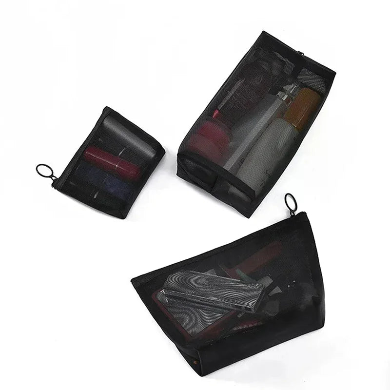 Mesh Cosmetic Bag | Travel Makeup & Toiletry Organizer Pouch Cosmetic Organizer Bag QXL