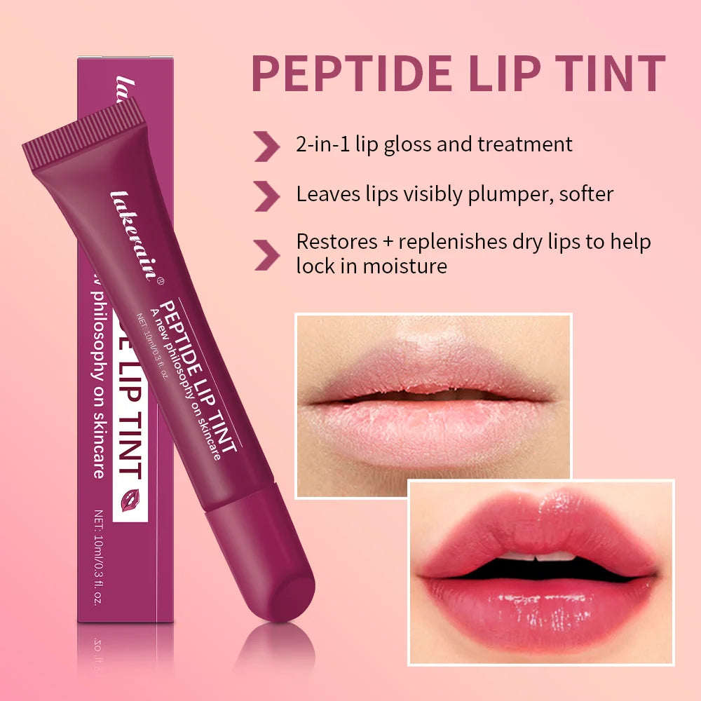 Lakerain Peptide Lip Tint | Moisturising Lip Gloss 4 Shades Lip Gloss Tint QXL