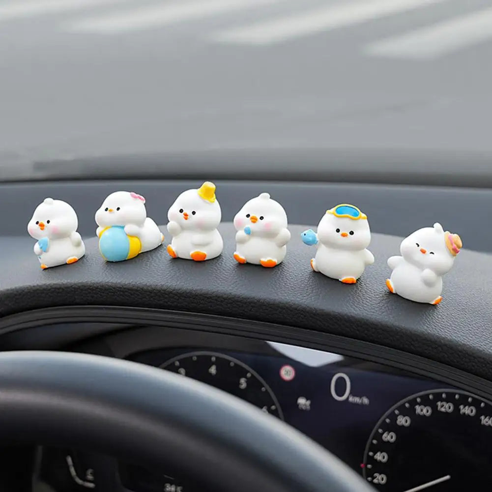 6-Pack Mini Duck Car Dashboard Ornaments | Resin Decor Set Car Dashboard Ornament QXL