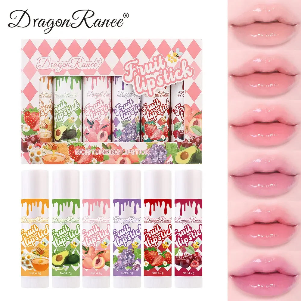 Dragon Ranee Fruit Tinted Lip Balm Set – 6 Glossy Sticks Tinted Lip Balm Set QXL