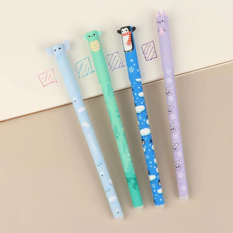 8-Pack Cartoon Animal Erasable Gel Pens | 0.5mm Colorful Ink Erasable Gel Pens QXL