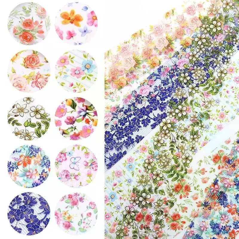 Floral Nail Art Transfer Stickers | DIY Manicure Decals Nail Art Stickers QXL