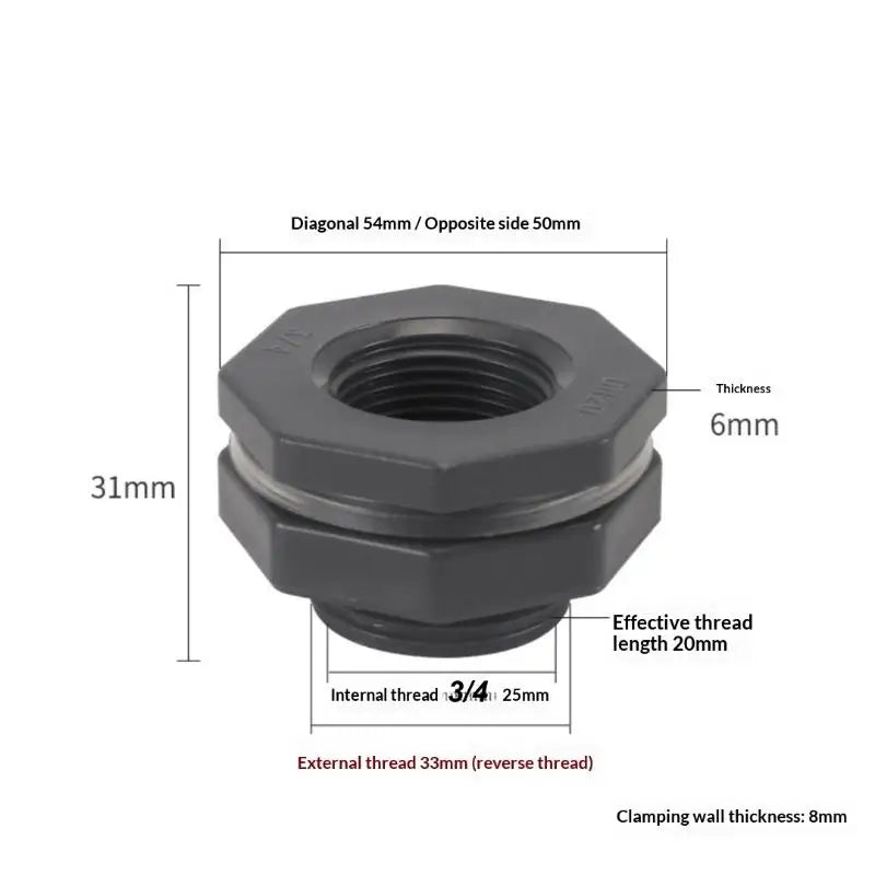 3/4" Rain Bucket Diverter Kit – PVC Bulkhead Valve & Fittings Rain Barrel Diverter Kit QXL B 25MM