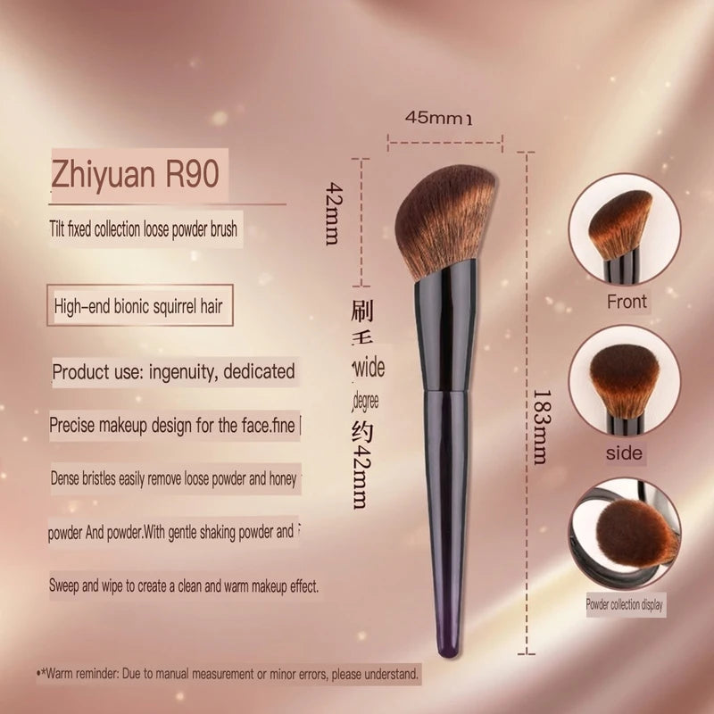 R90 Slope Powder & Contour Brush | Ultra-Soft Wool Fiber Powder Contour Brush QXL