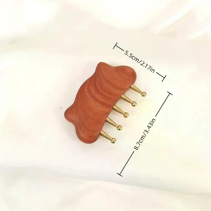 Brass & Sandalwood Gua Sha Massage Comb | Body & Scalp Gua Sha Massage Comb QXL