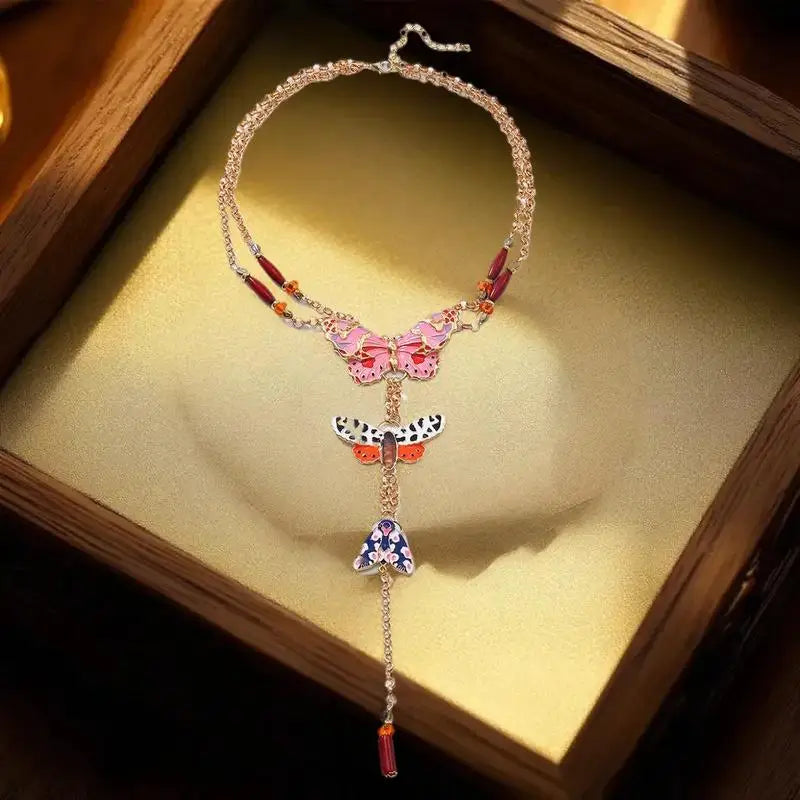 Multilayer Chain Butterfly Pendant Necklace | Boho Style Pendant Necklace QXL