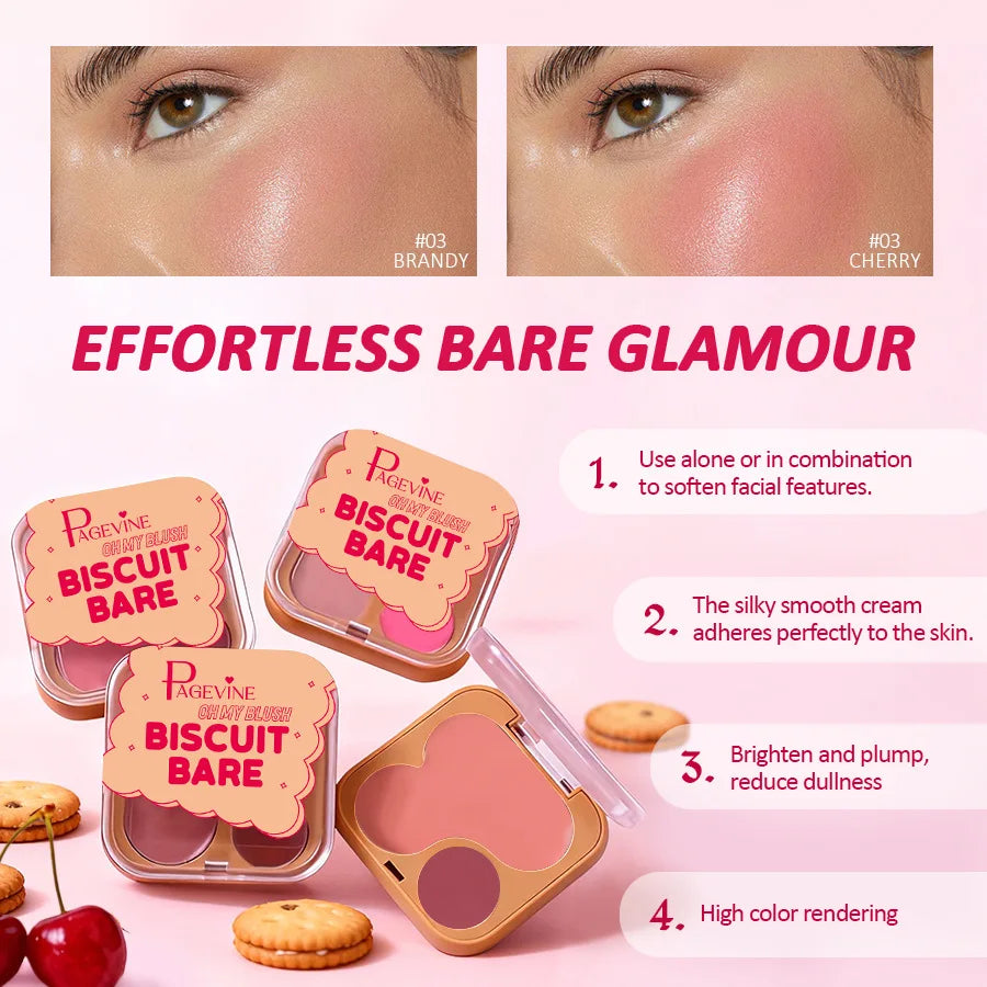 PAGEVINE 2-Tone Cream Blush & Contour Palette | High Pigment Cream Blush Palette QXL