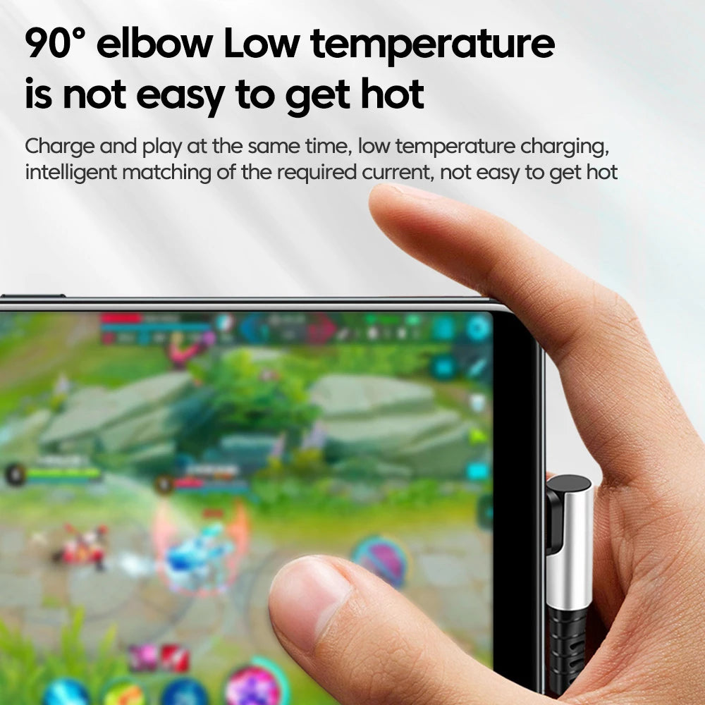 6A 90° Dual Elbow USB-C Fast Charging Braided Cable USB-C Charging Cable QXL
