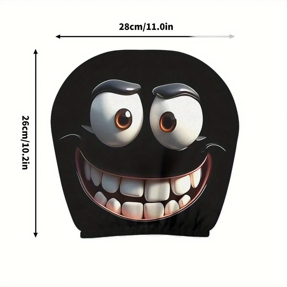 2-Pack Smiley Face Car Headrest Pillow Covers | Soft Polyester Car Pillow Covers QXL