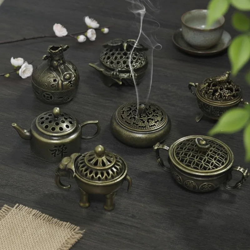 Vintage Mini Metal Incense Burner | Treasure Pot Home Decor Incense Burner QXL
