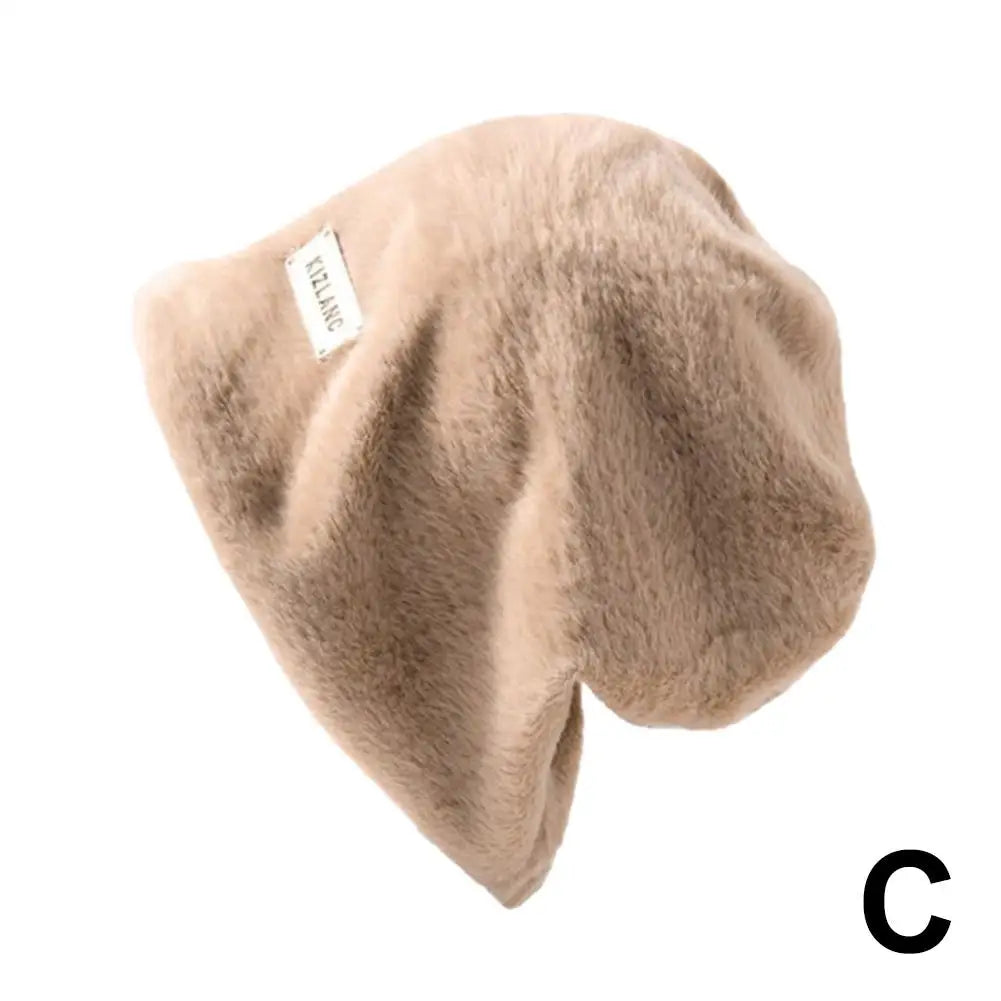 Rabbit Plush Beanie Hat | Unisex Warm Skullcap for Men & Women Plush Beanie Hat QXL Khaki