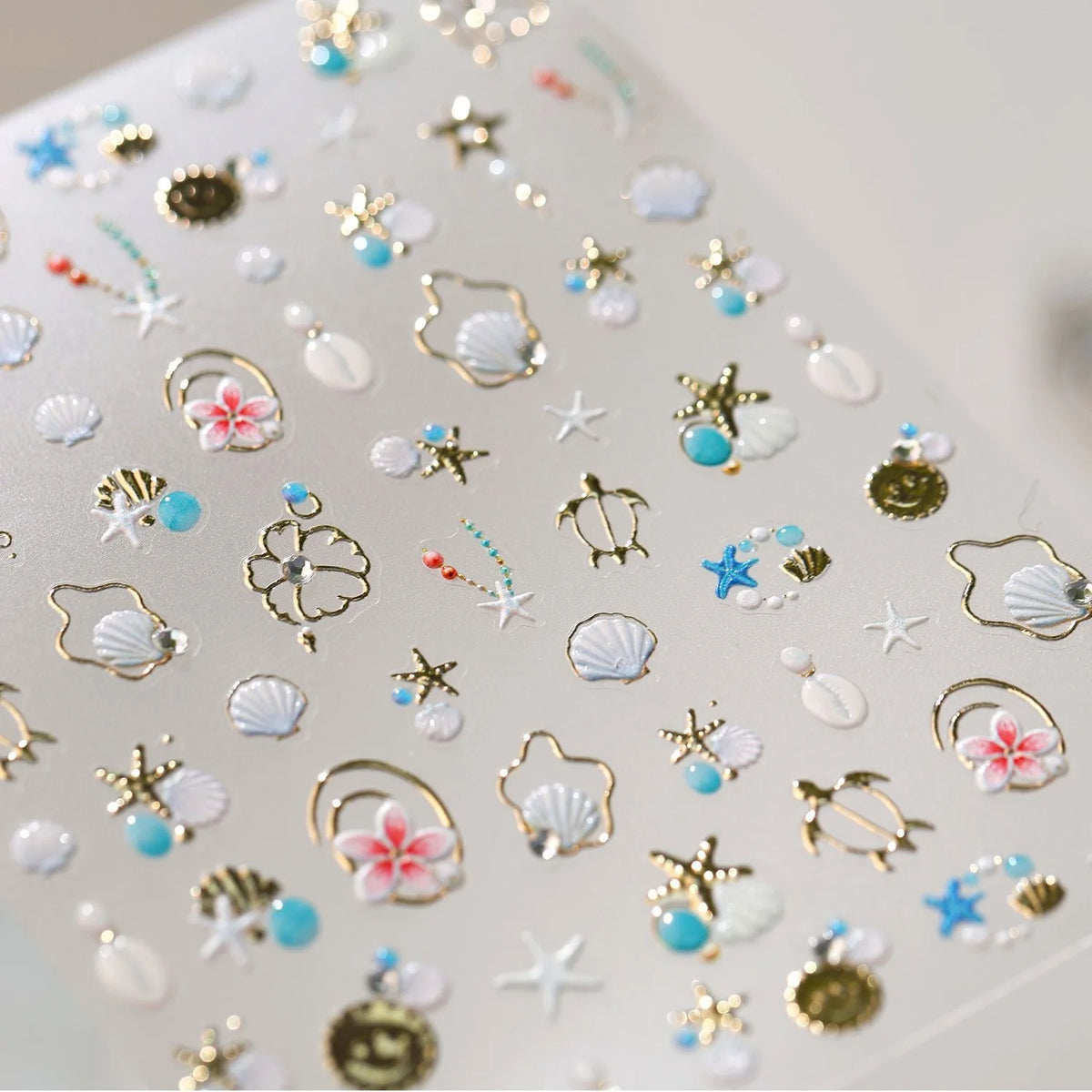 5D Tropical Beach Nail Decals – Seashell & Marine Stickers Nail Art Stickers QXL