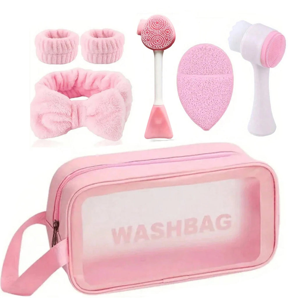 7-Piece Waterproof Travel Beauty & Toiletry Set Travel Beauty Set QXL Pink