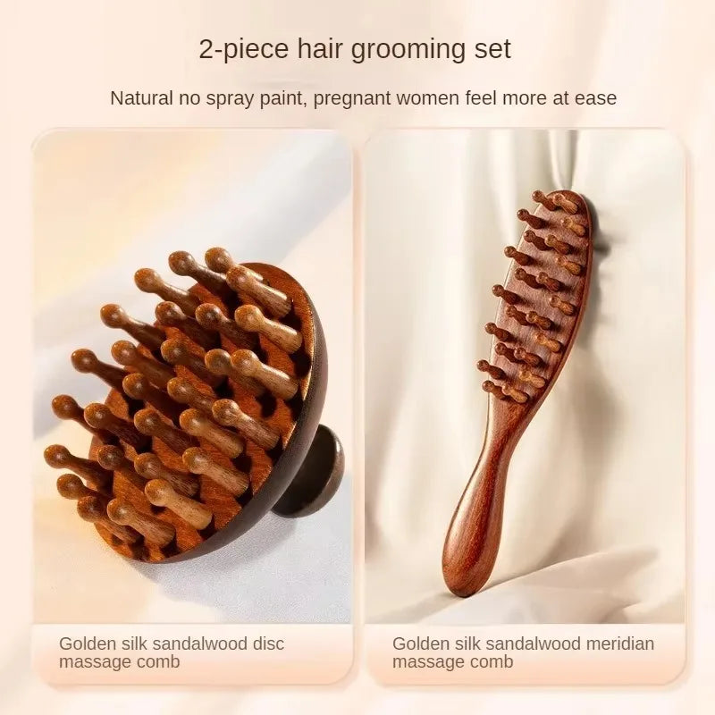 Natural Sandalwood Scalp Massager Comb | Gua Sha Tool Scalp Massage Comb QXL