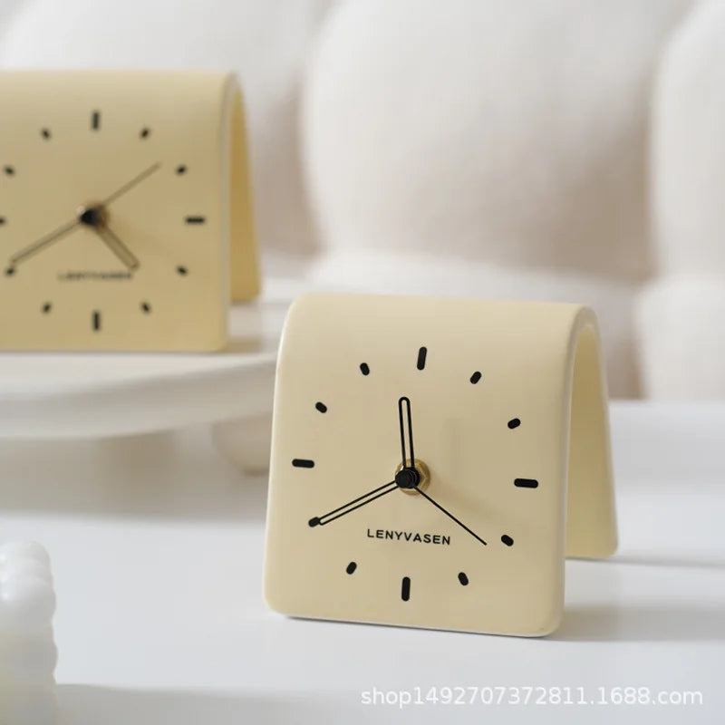 Creative Ceramic Desk Clock | Silent Analog Countertop Clock Ceramic Desk Clock QXL