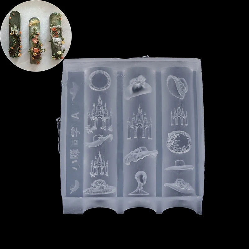 3D Silicone Nail Art Mold | Swan Castle Straw Hat DIY Templates Nail Art Mold QXL