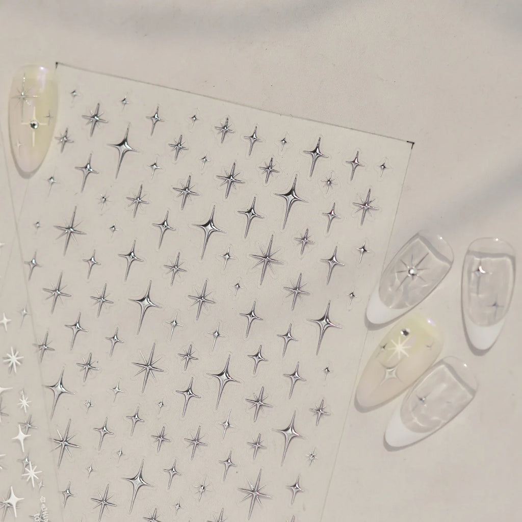 5D Embossed Star Nail Stickers | Sparkly Self-Adhesive Decals Nail Art Stickers QXL
