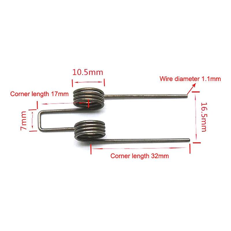 2-Pack Double Torsion Spring 1.1mm Wire 10.5mm OD Steel Torsion Spring QXL