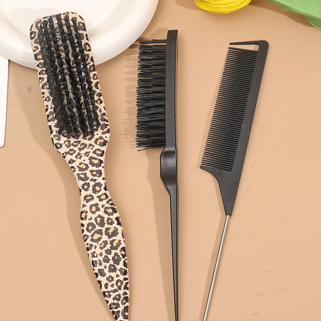 Curl Defining Brush Set | Edge Control, Teasing & Slick Back Hair Brush Set QXL