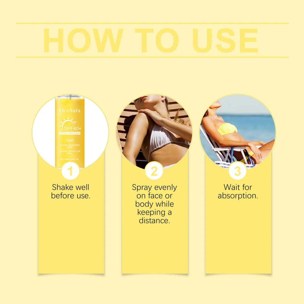 OceAura SPF40+ Sunscreen Spray | Face & Body UV Mist 50ml Sunscreen Spray QXL
