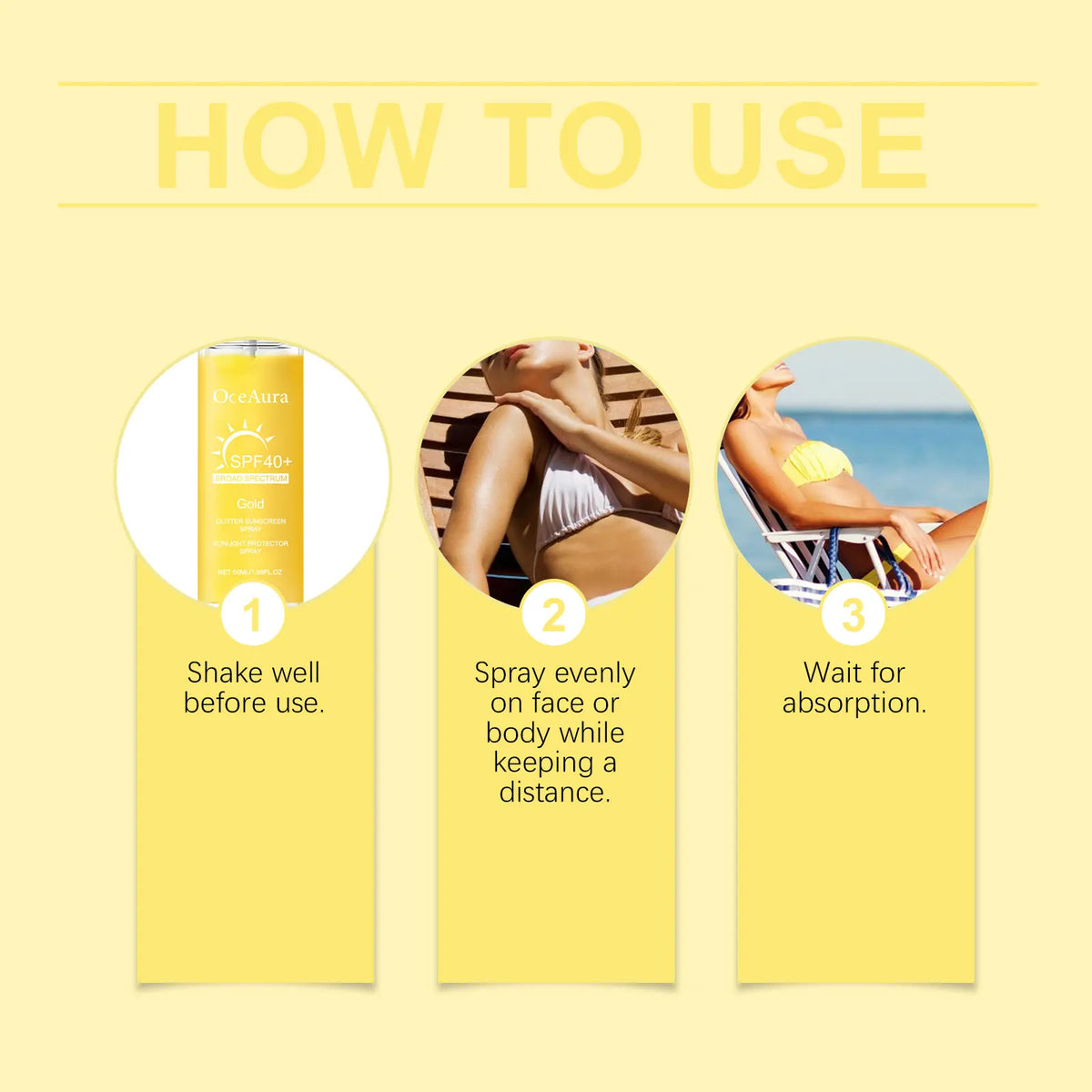 OceAura SPF40+ Sunscreen Spray | Face & Body UV Mist 50ml Sunscreen Spray QXL