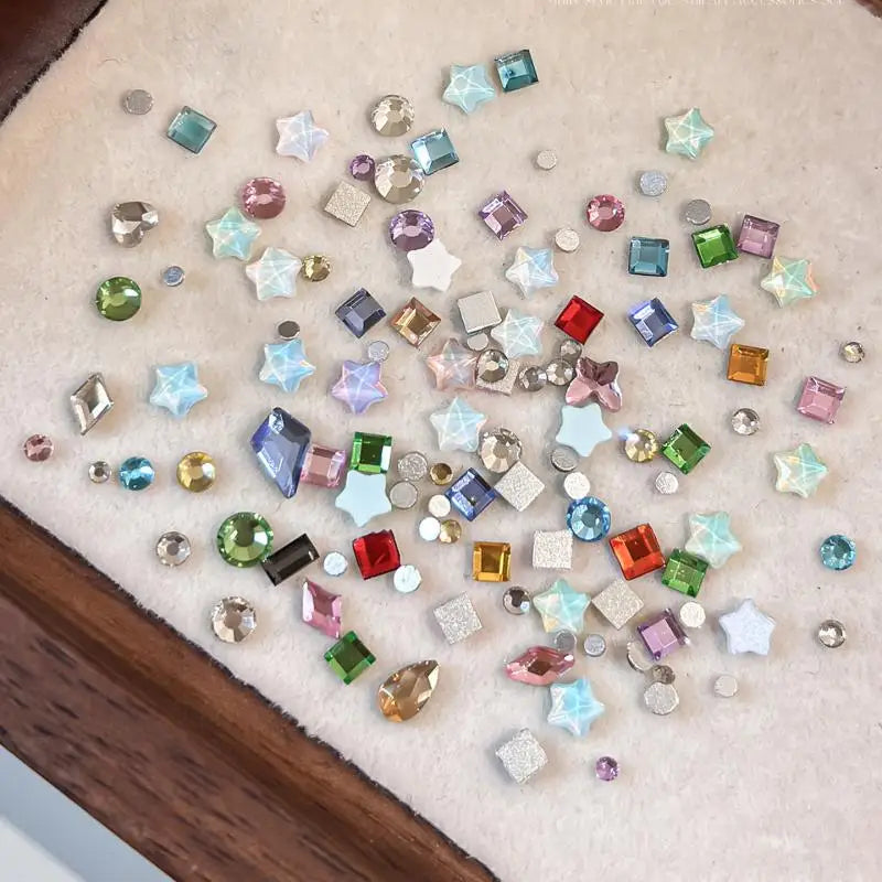 Flat Back Nail Rhinestones Set – Multi-Shape & Colour, 100pcs Nail Rhinestone Set QXL