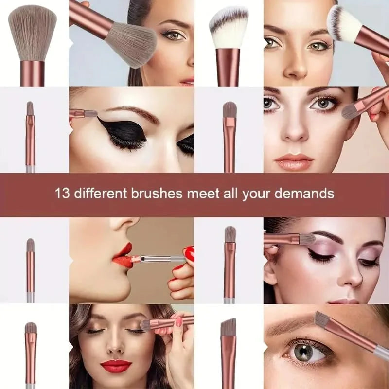 13-Piece Makeup Brush Set | Eyeshadow, Foundation & Blush Makeup Brush Set QXL