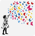 Woman & Butterfly PET Painting Stencil 11.8" | DIY Wall Decor Craft Painting Stencil QXL AECH04-14367
