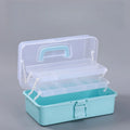 3-Layer Craft Organizer Box with Adjustable Dividers & Handle Craft Storage Organizer QXL Blue