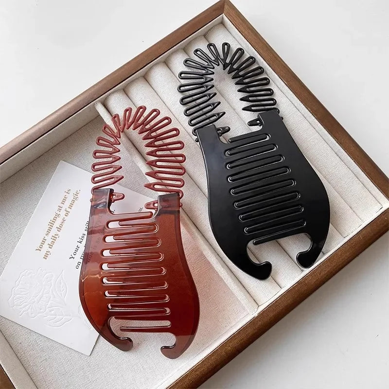 2-in-1 Banana & Fish Clip Beaded Hair Side Comb for Women Hair Clip Set QXL
