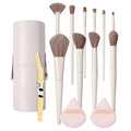 KOSSHOW 14-Pc Beige Makeup Brush Set with Case & Puffs Makeup Brush Set QXL Ivory