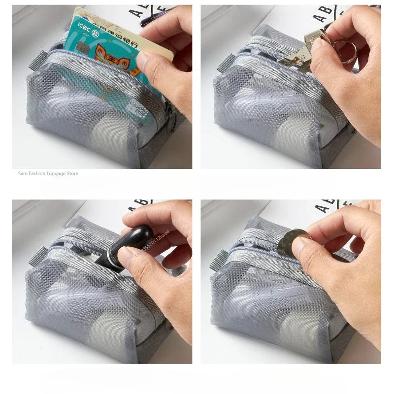 Mini Mesh Zipper Pouch | Breathable Nylon Cosmetic Bag Mesh Cosmetic Pouch QXL