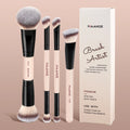 MAANGE 4-Pc Double-Ended Kabuki Makeup Brush Set Makeup Brush Set QXL Black Pink