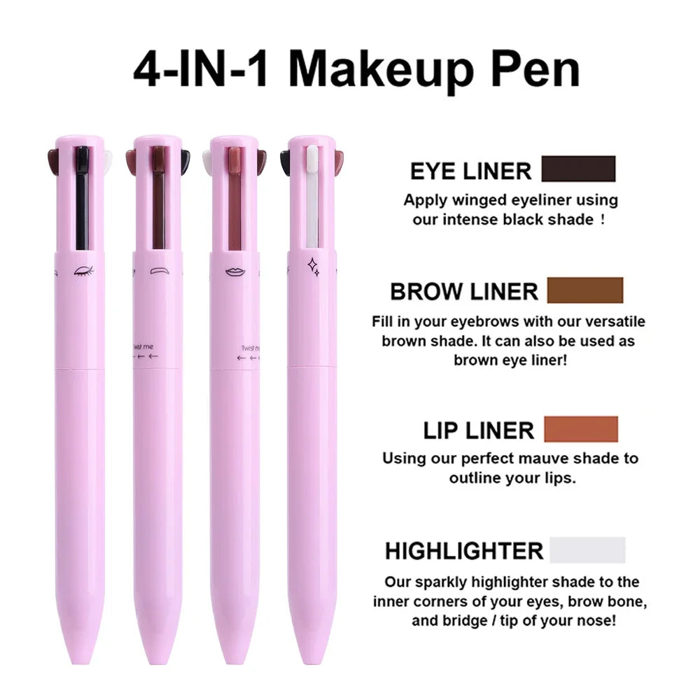 4-in-1 Makeup Pen: Eyebrow, Eyeliner, Lip & Highlighter Multifunctional Makeup Pen QXL