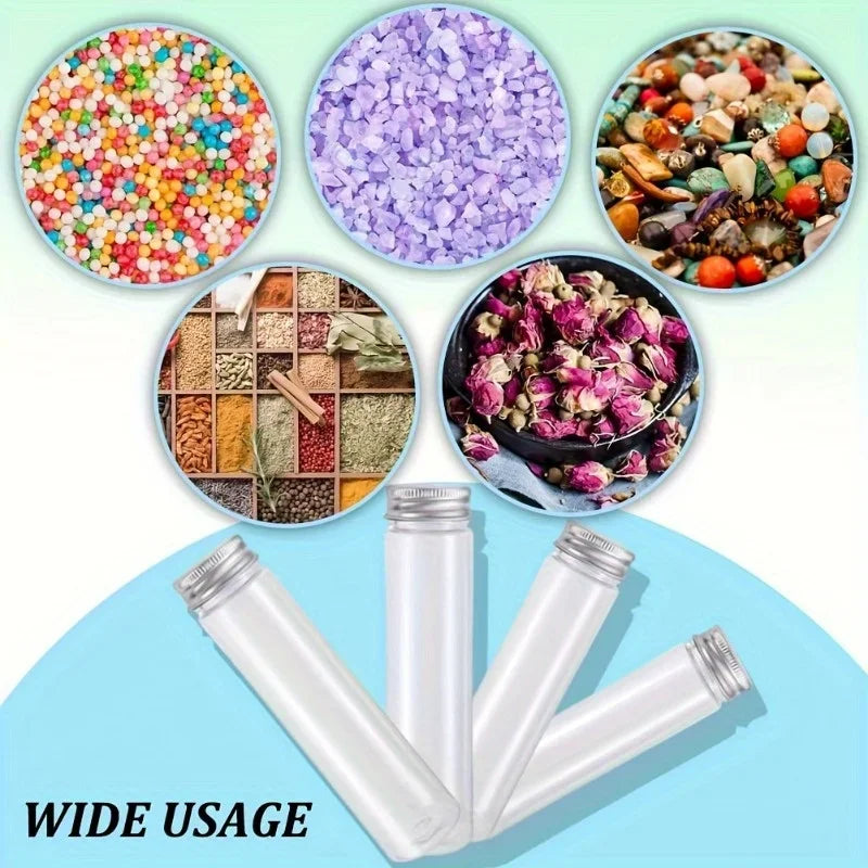 Plastic Test Tubes with Aluminum Screw Caps – Multi-Use Storage Storage Tubes QXL