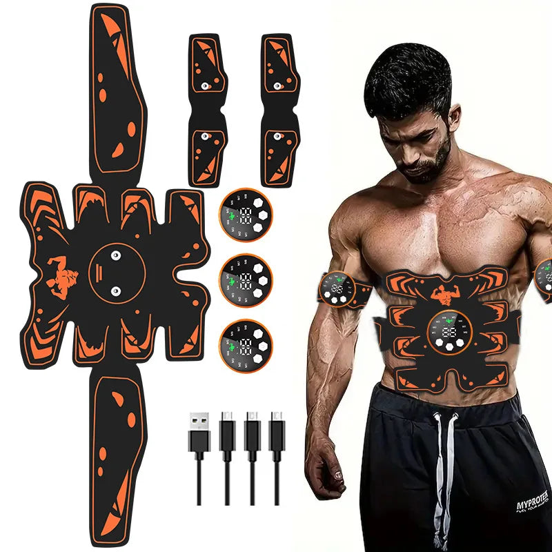 EMS Abs Trainer & Abdominal Belt | Rechargeable Muscle Stimulator EMS Muscle Stimulator QXL