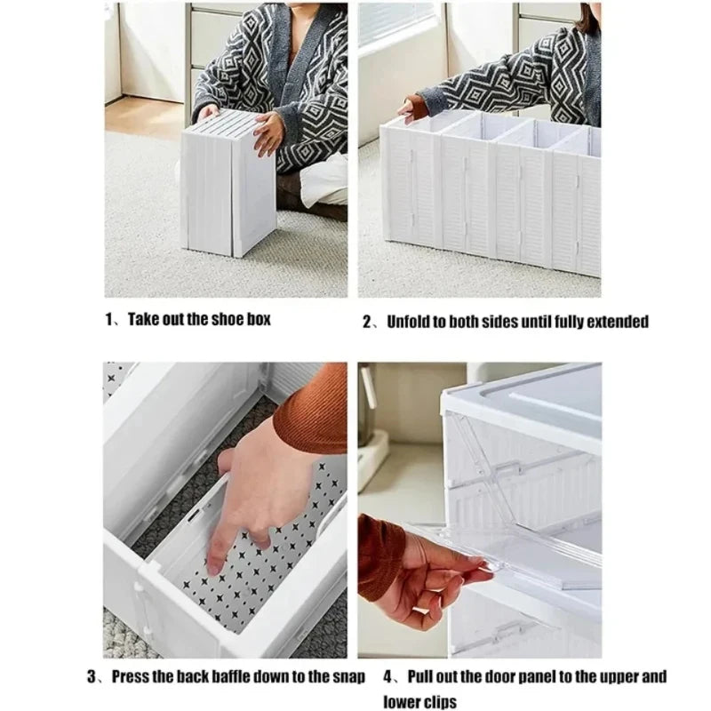 6-Layer Stackable Transparent Shoe Storage Box Organizer Shoe Storage Organizer QXL