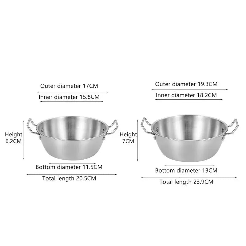 201 Stainless Steel Bowl with Double Handles | Noodle & Salad Stainless Steel Bowl QXL