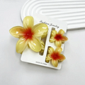 3-Pack Gradient Plumeria Flower Hair Claw Clips | Hawaiian Style Flower Hair Claw Clips QXL Yellow1