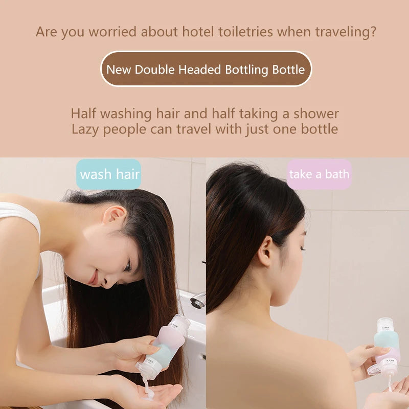 Refillable Silicone Squeeze Travel Bottles – Leak-Proof Duo Travel Toiletry Bottles QXL