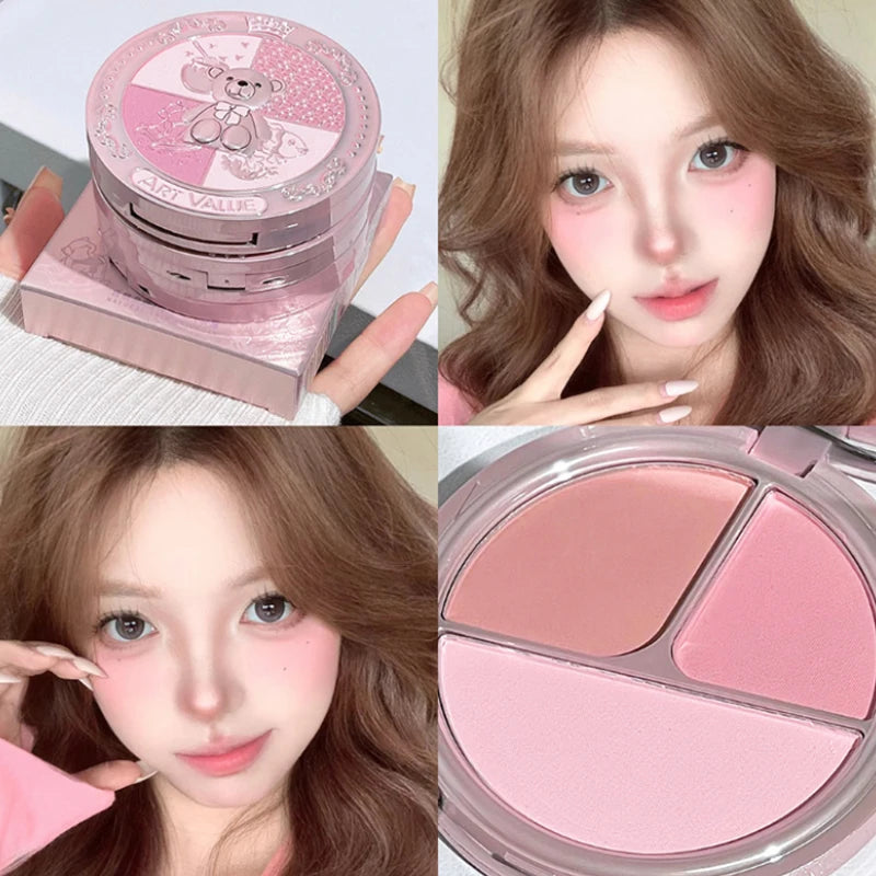 Bear Knight Trio Blush Palette – Blush, Contour & Highlight Blush Palette QXL 01