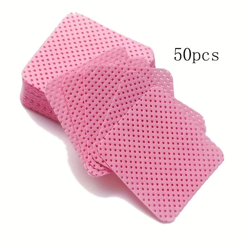 50 Lint-Free Nail Wipes | Gel Polish & Lash Remover Nail Remover Wipes QXL 50Pcs Pink