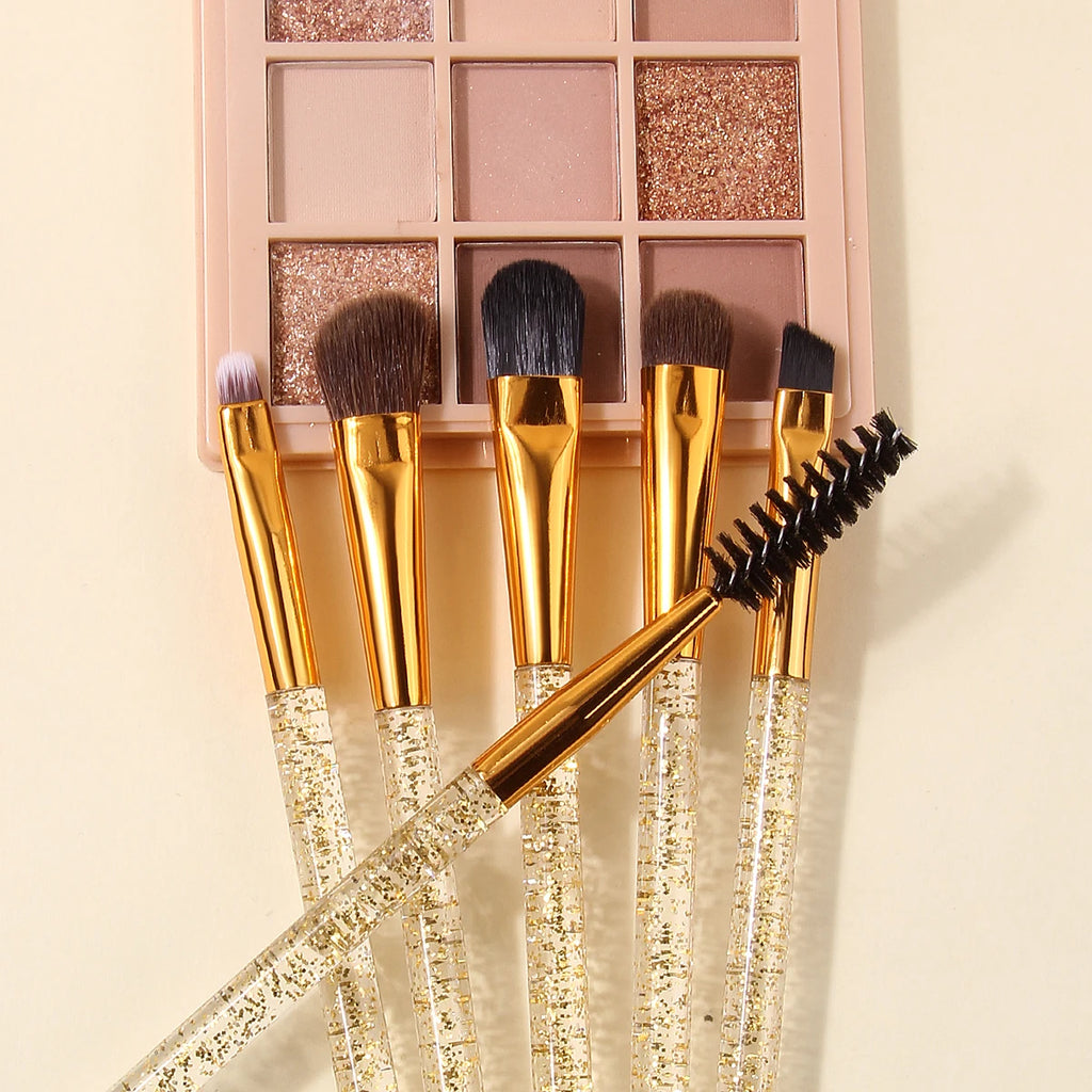KOSSHOW 6-Pc Gold Eye Makeup Brush Set with PVC Storage Bag Eye Makeup Brush Set QXL