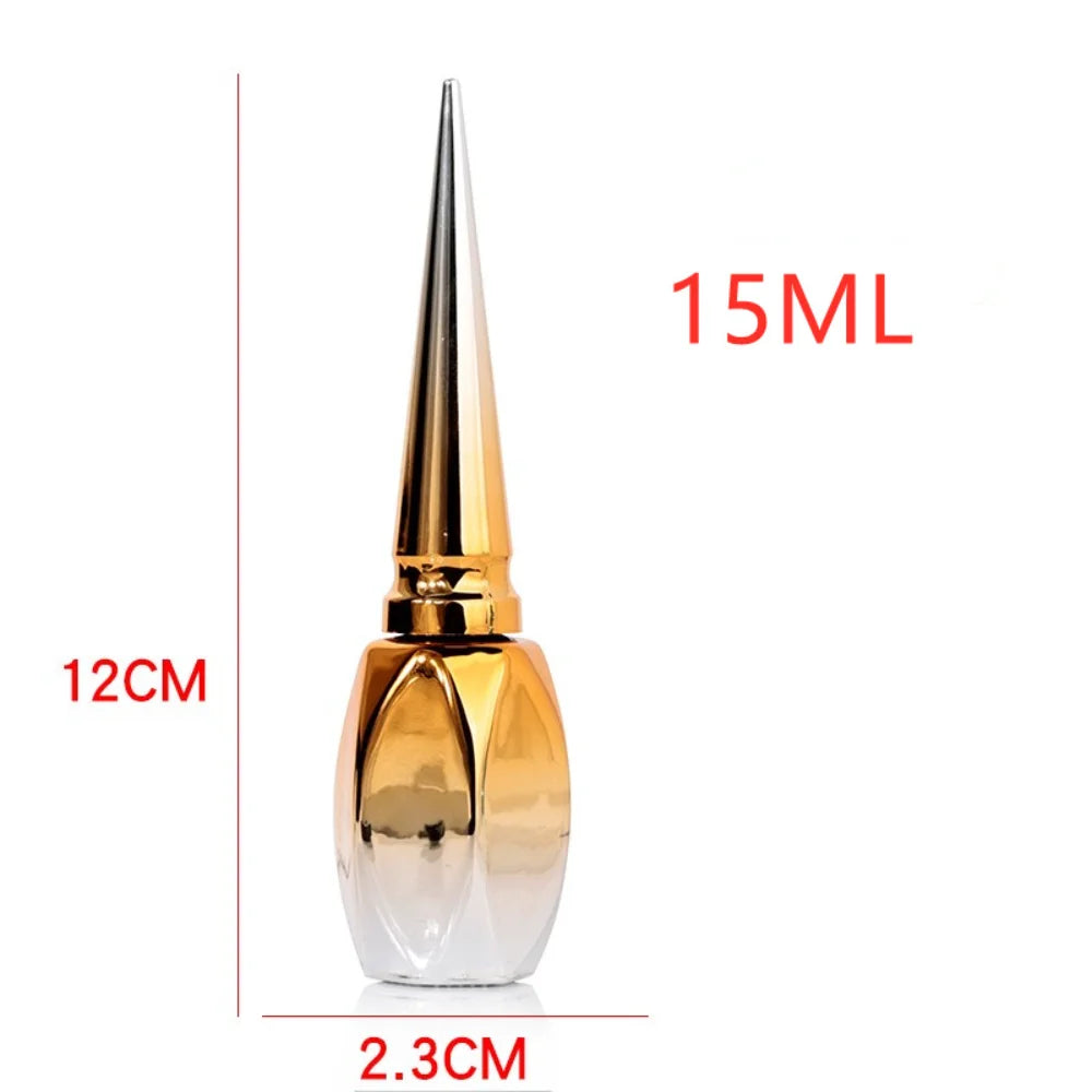 15ml Empty Glass Nail Polish Bottles | Gold & Blue Cap Set Nail Polish Bottles QXL